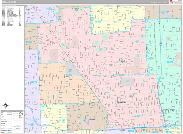 Royal Oak, MI Zip Code Map
